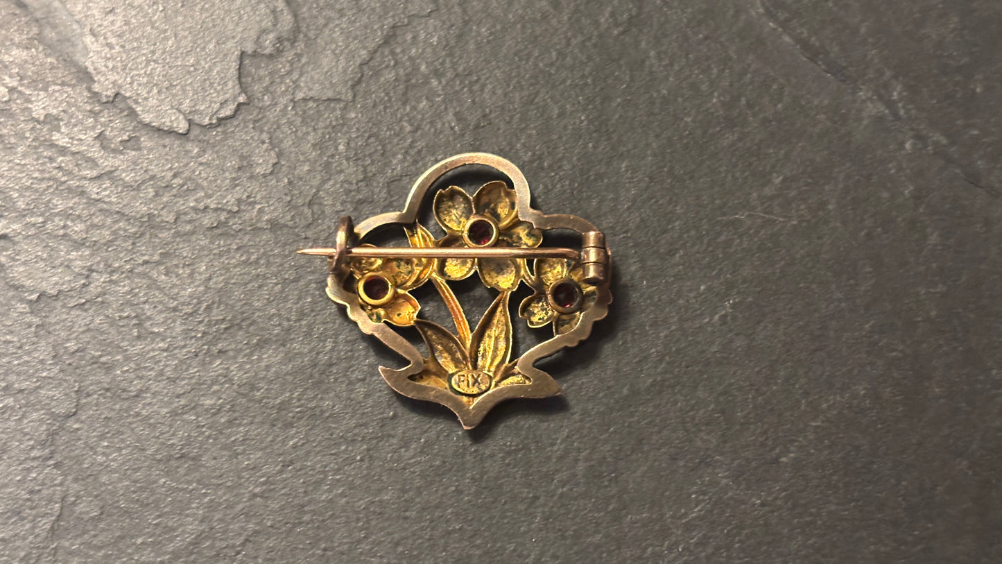 Broche plaquée or ancienne, vers 1910