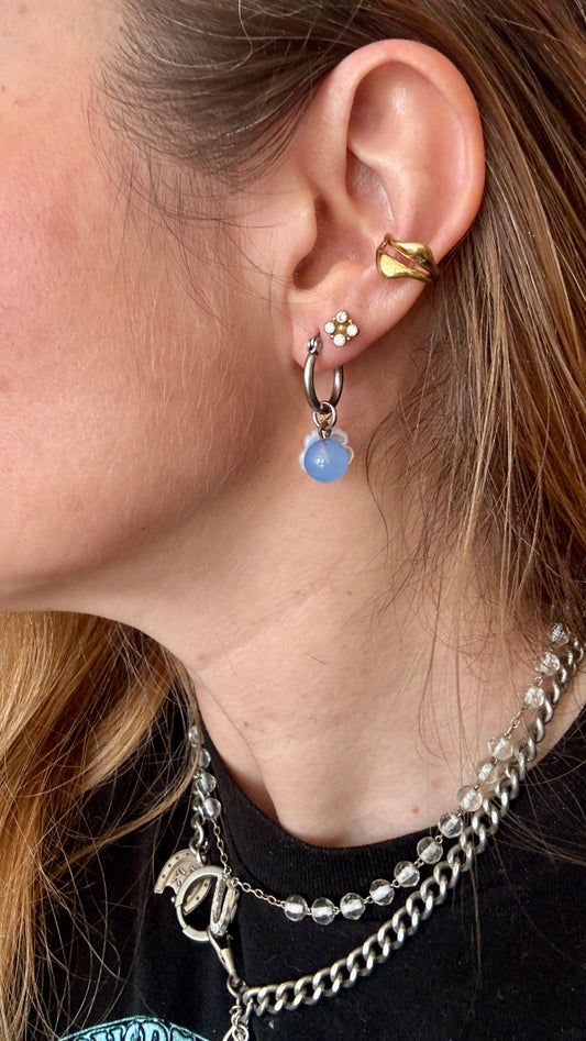 Mini créoles , perles de verre et nacre - blissparis