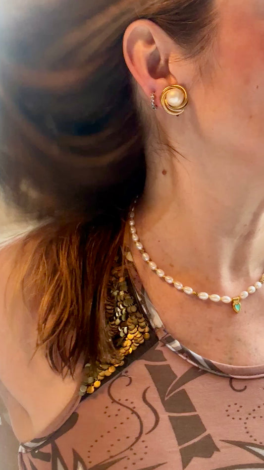 Clip d’oreille perlés Vintage - blissparis