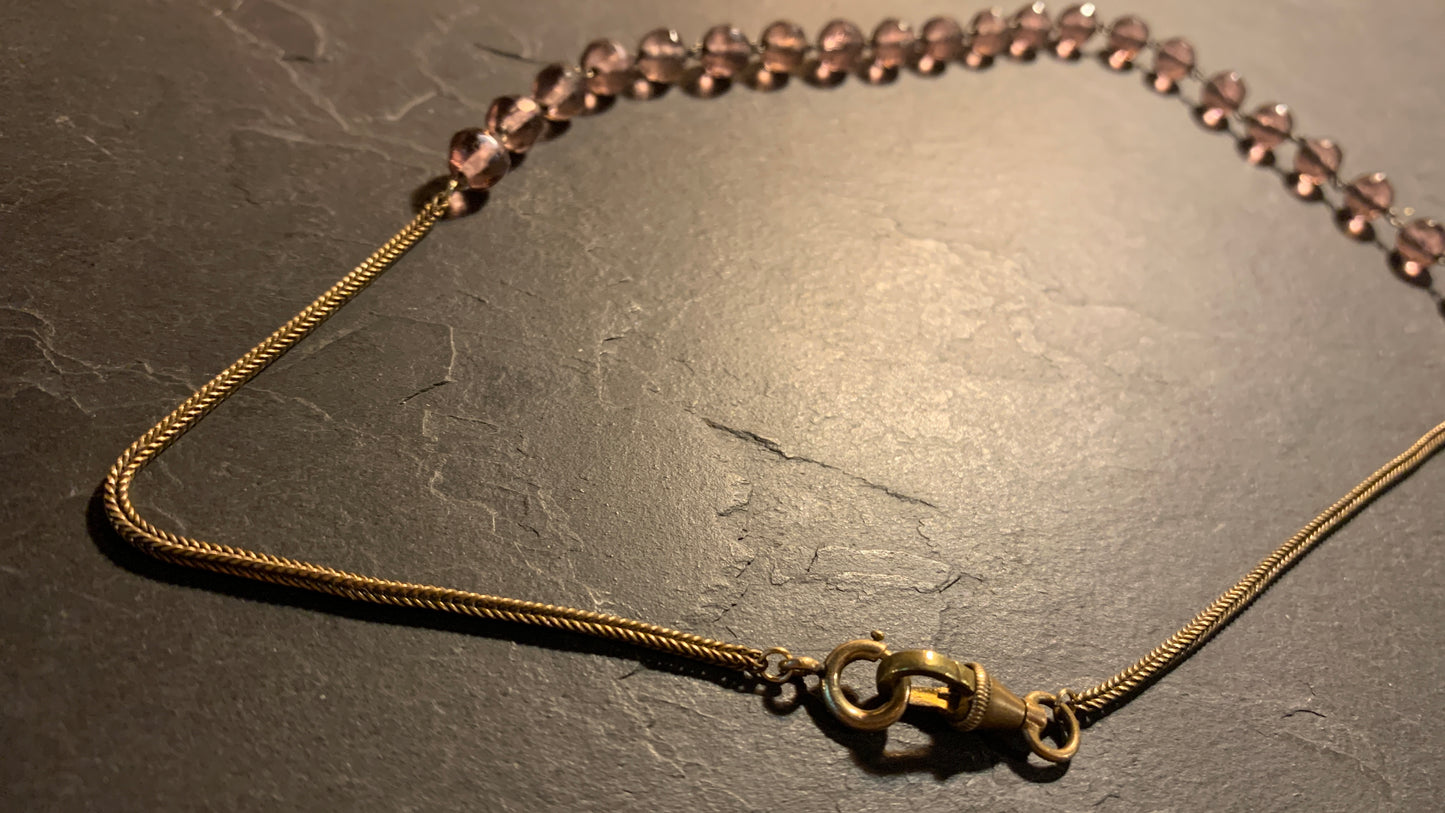 Collier chapelet mauve et chaîne de montre - blissparis