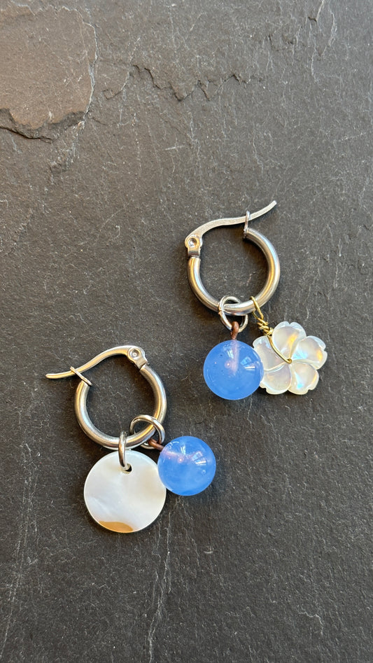 Mini créoles , perles de verre et nacre - blissparis