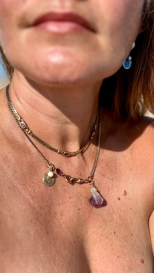 Collier Vintage chaîne et strass - blissparis