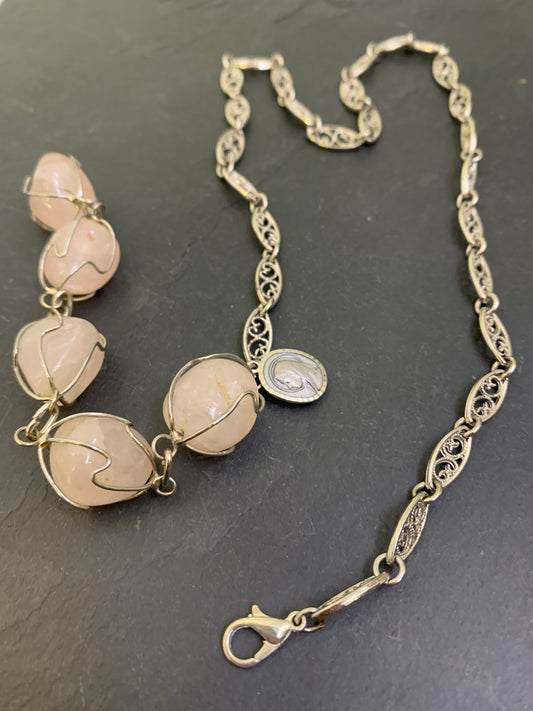 Collier quartz brut et chaîne filigrane - blissparis