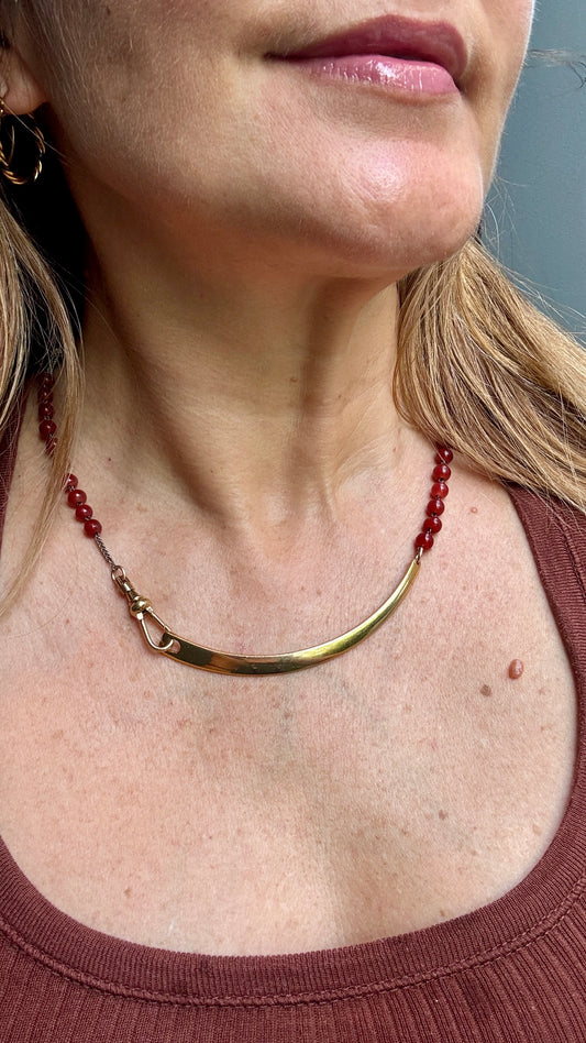 Collier chapelet cornaline et plastron - blissparis