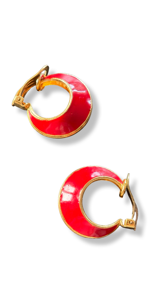 Clips vintage 80s laqué rouge