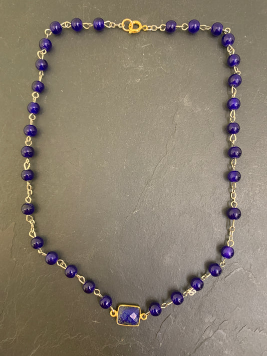 Collier chapelet bleu et Lapis Lazuli - blissparis