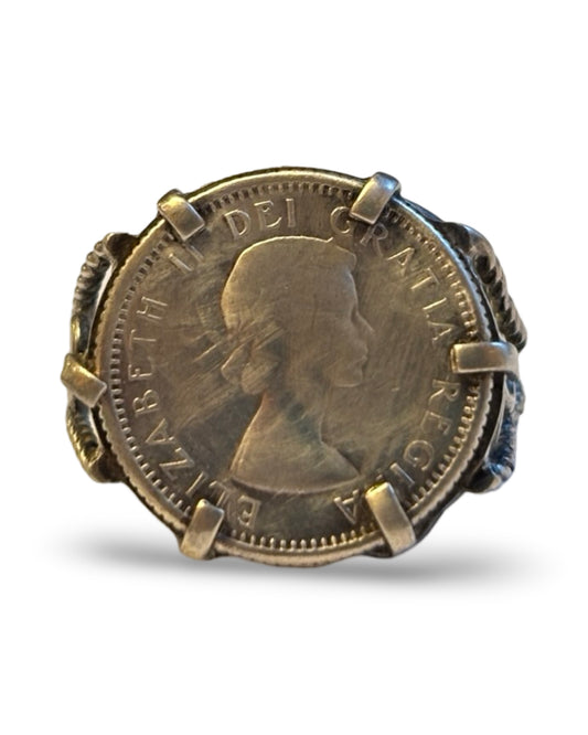 Bague ancienne pièce de Monnaie canadienne - blissparis