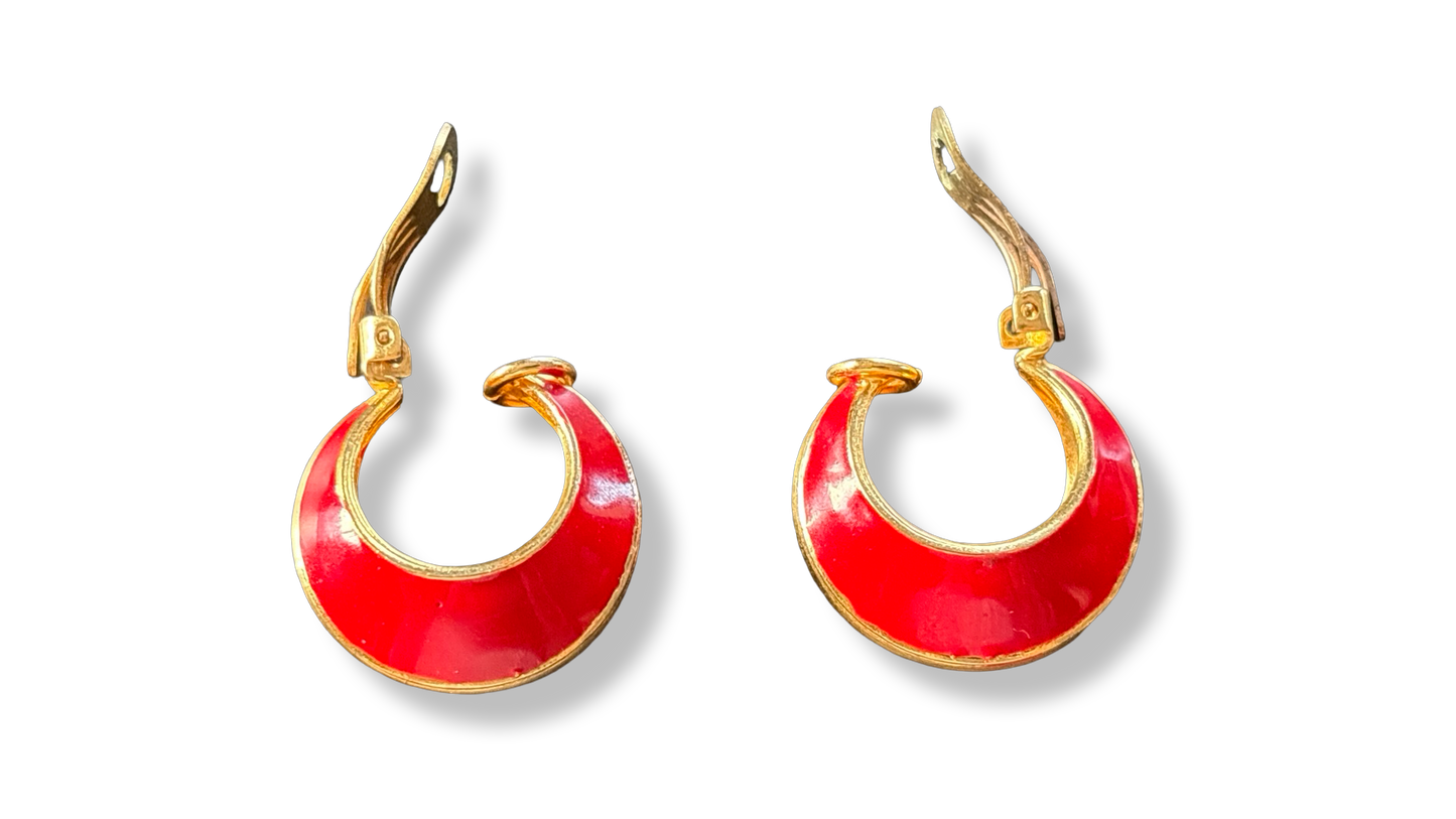 Clips vintage 80s laqué rouge