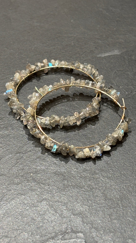 Créoles goldfilled et labradorite