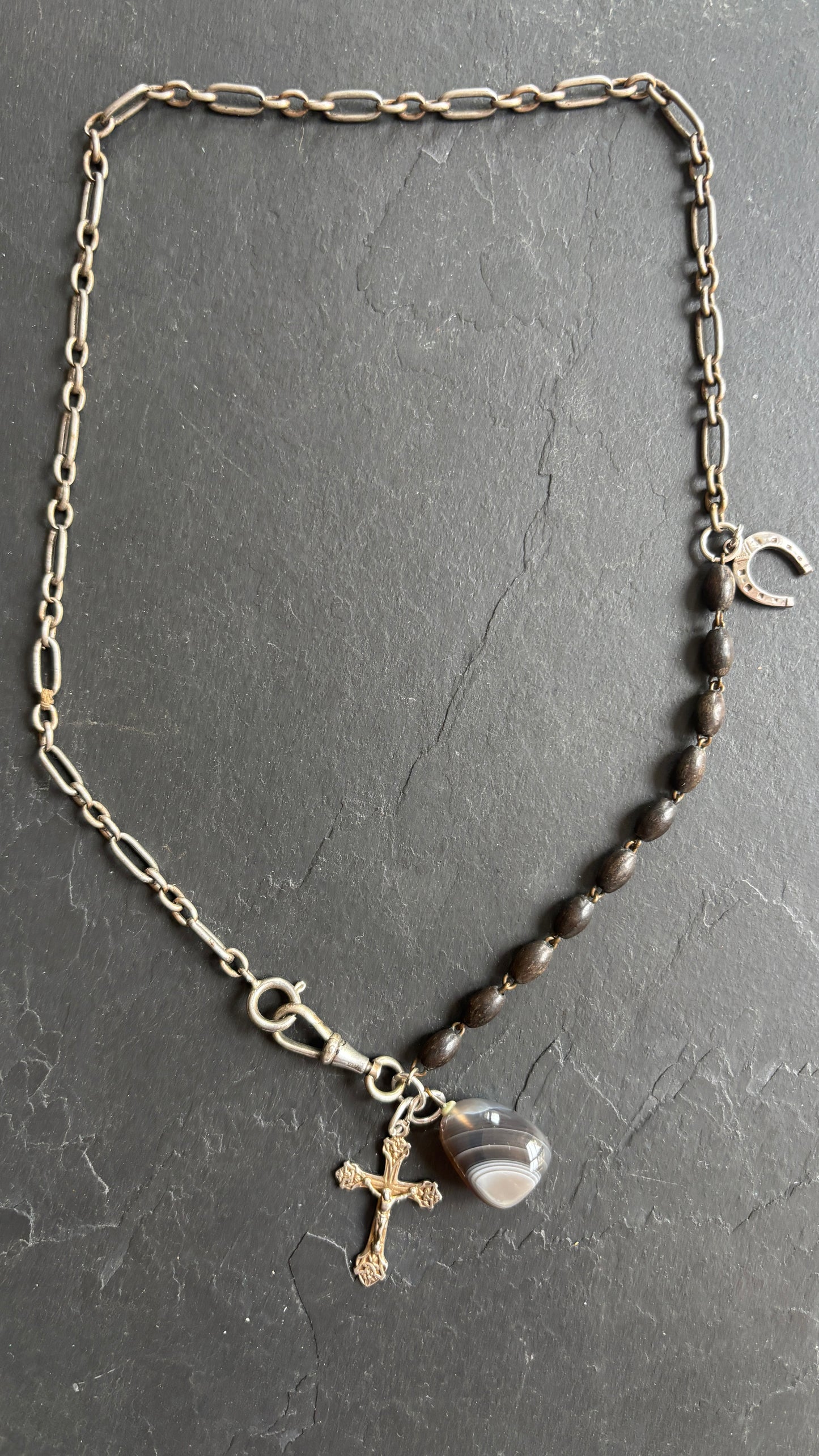 Collier chaîne de montre acier et chapelet - blissparis