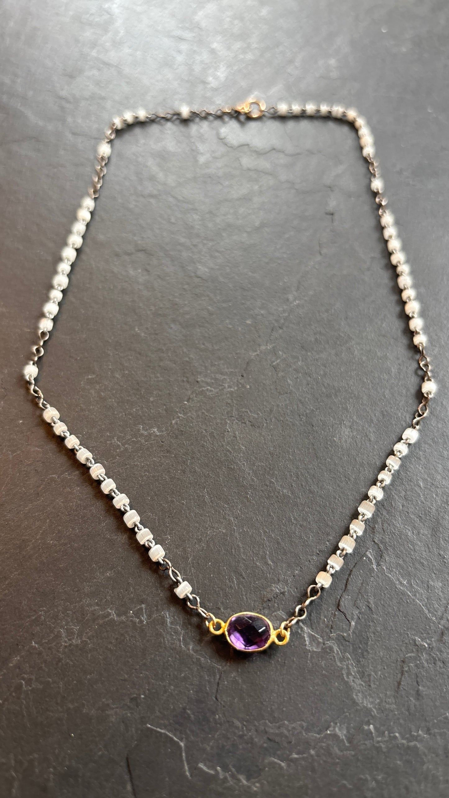 Collier chapelet pâte de verre et améthyste - blissparis