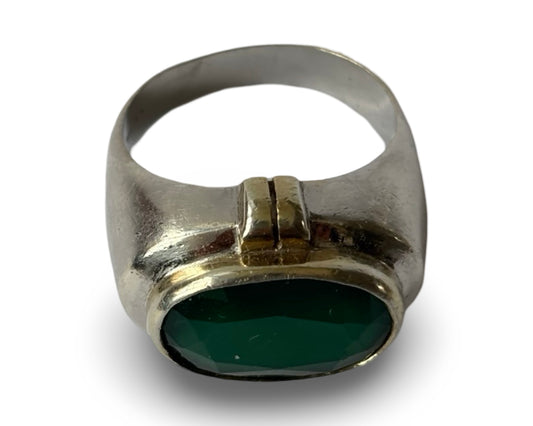 Bague argent et cabochon vert - blissparis