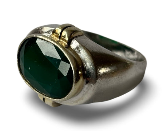 Bague argent et cabochon vert - blissparis