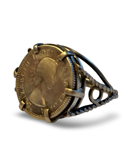Bague ancienne pièce de Monnaie canadienne - blissparis