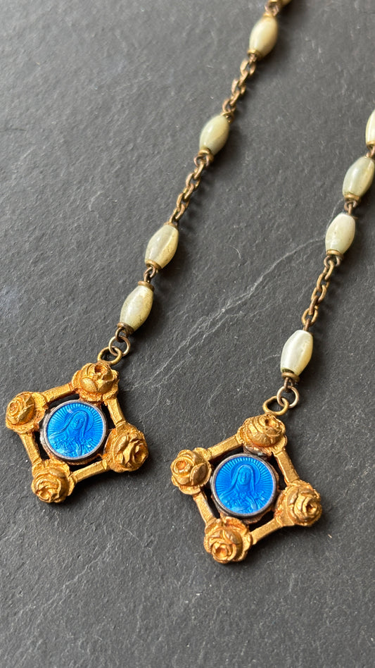 Pendants chapelet de nacre et Sté Thérèse - blissparis