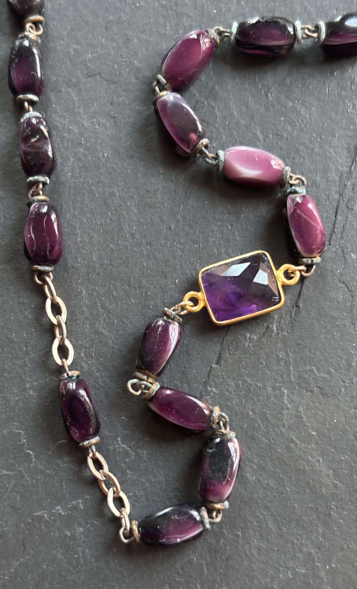 Collier chapelet violet et améthyste - blissparis