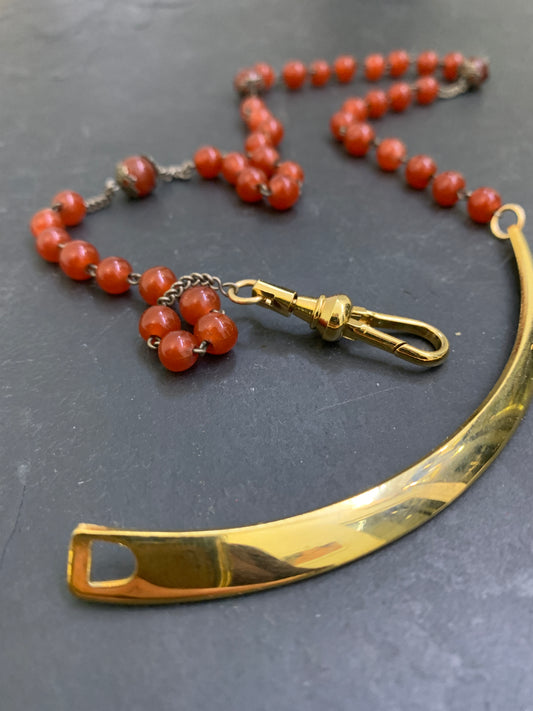 Collier chapelet cornaline et plastron - blissparis