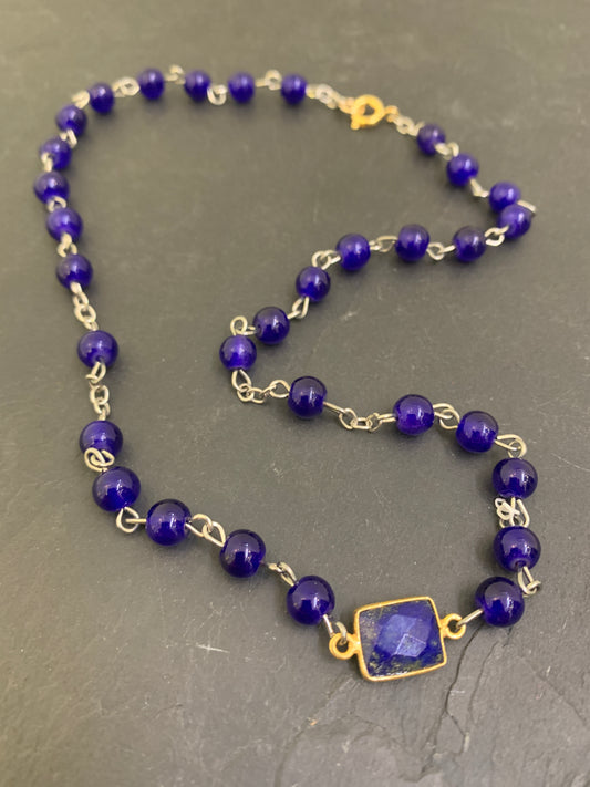 Collier chapelet bleu et Lapis Lazuli - blissparis