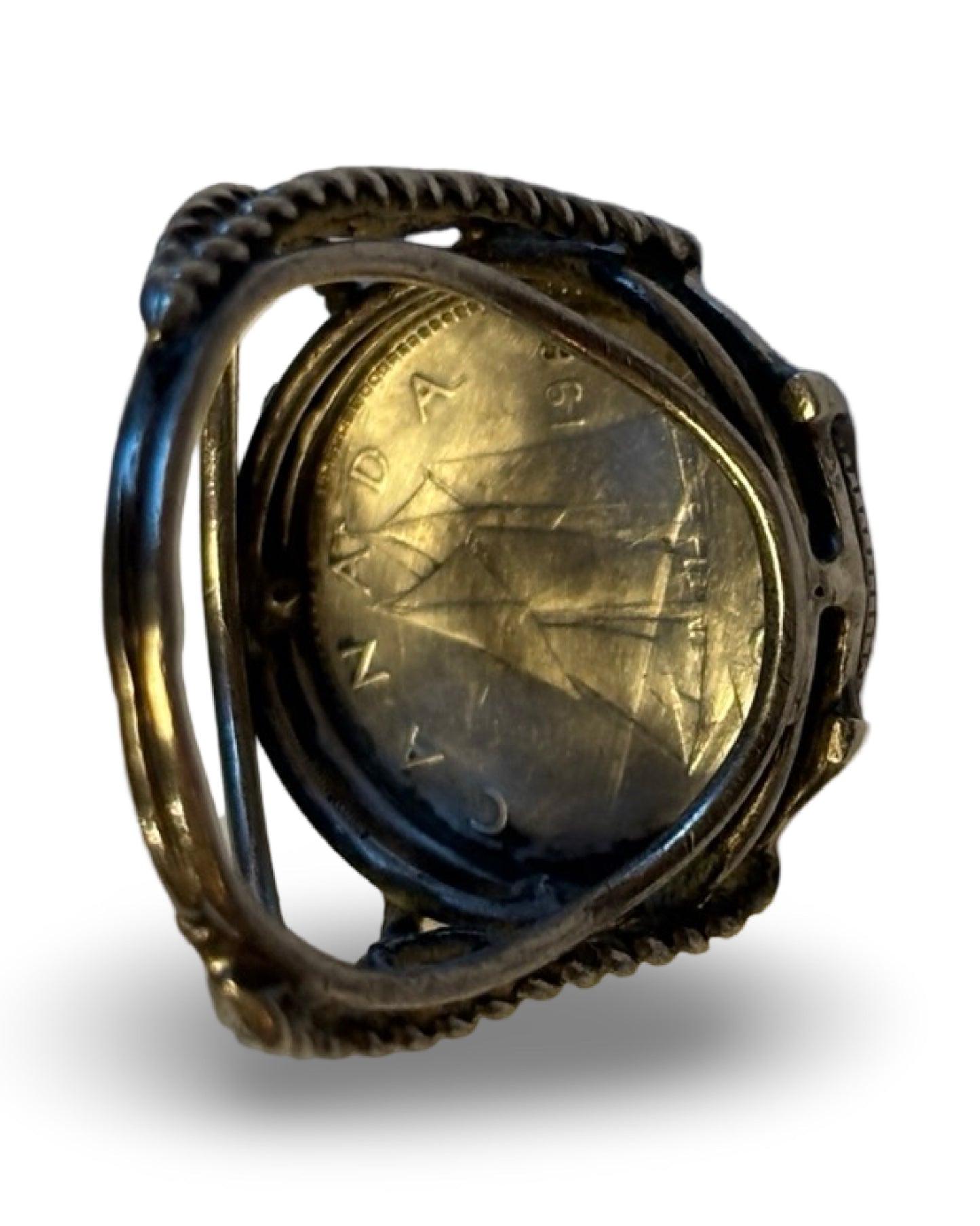 Bague ancienne pièce de Monnaie canadienne - blissparis