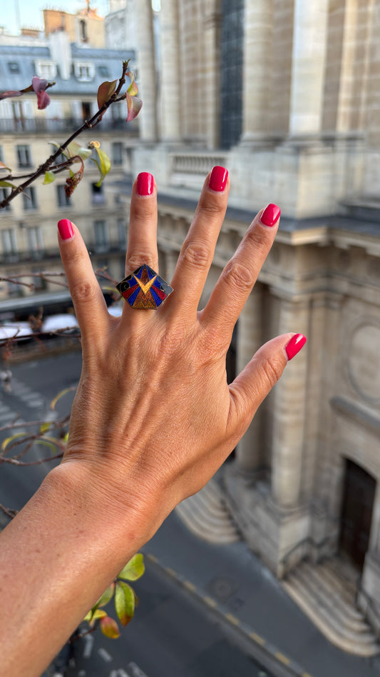 Bague en émaux Arts Deco - blissparis