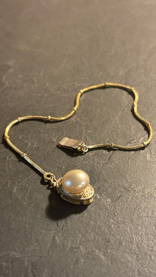 Bracelet chaîne vintage et fermoir de perle. - blissparis