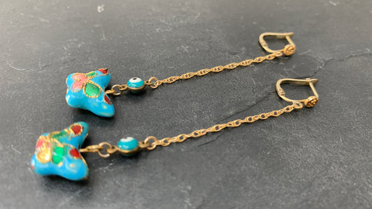 Pendants papillons en émaux et oeil grec - blissparis