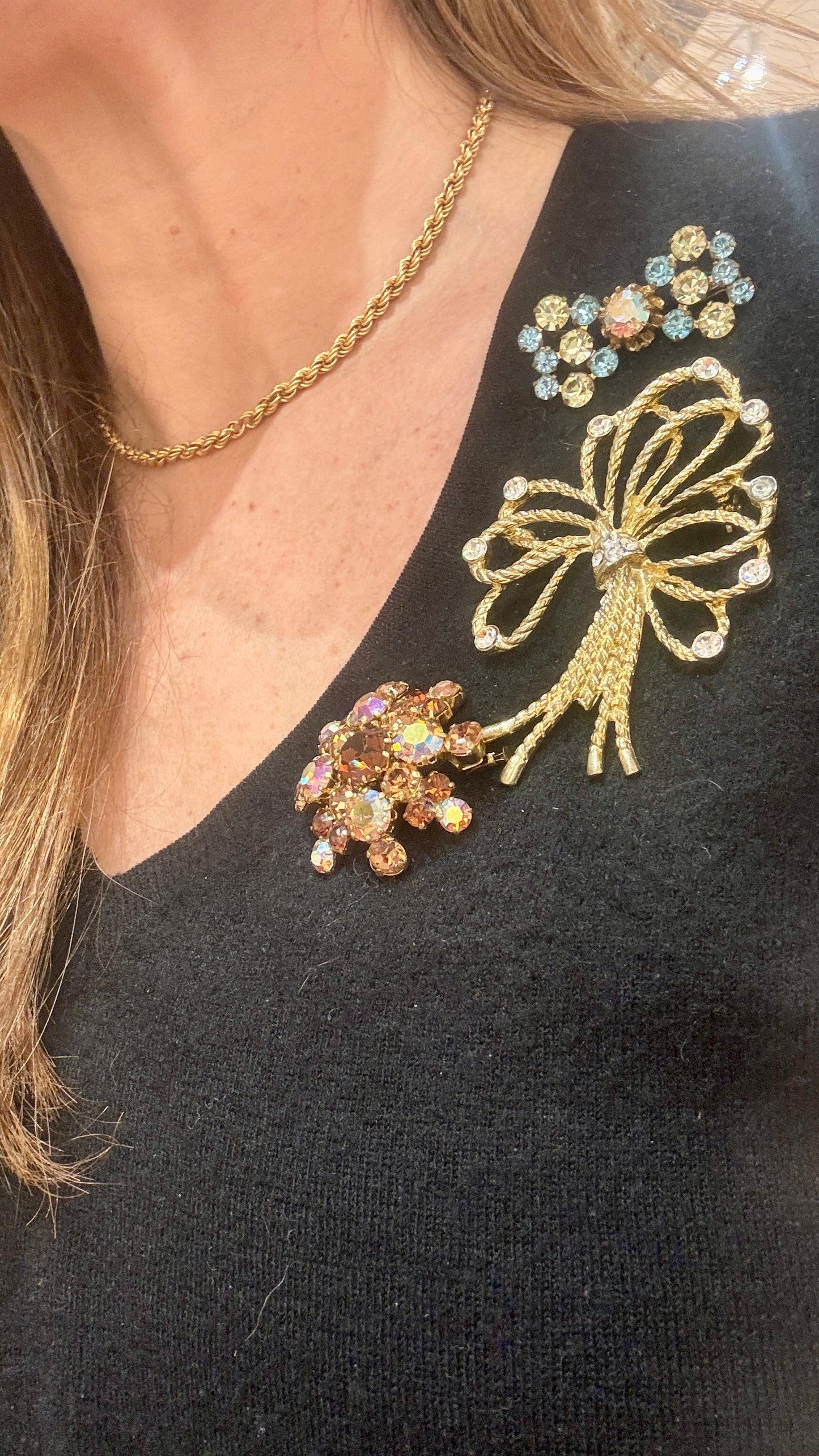 Broche en strass vintage années 60