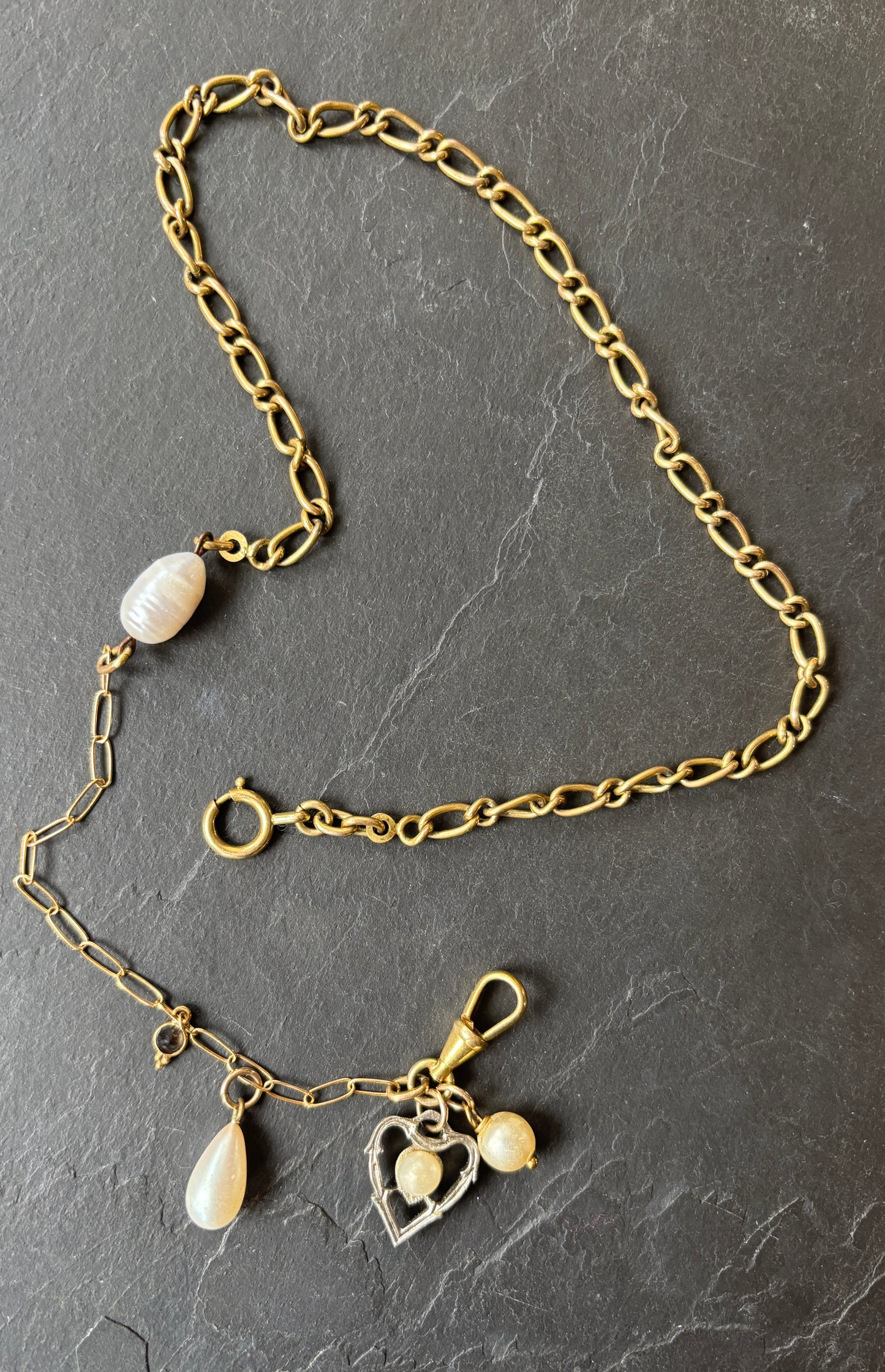 Collier chaîne de montre et perles anciennes - blissparis