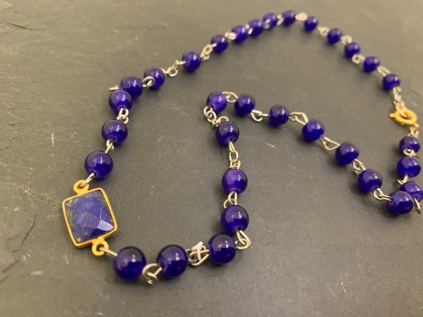 Collier chapelet bleu et Lapis Lazuli - blissparis