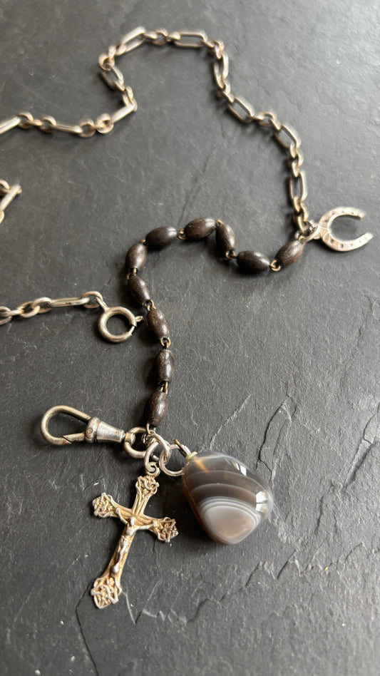 Collier chaîne de montre acier et chapelet - blissparis