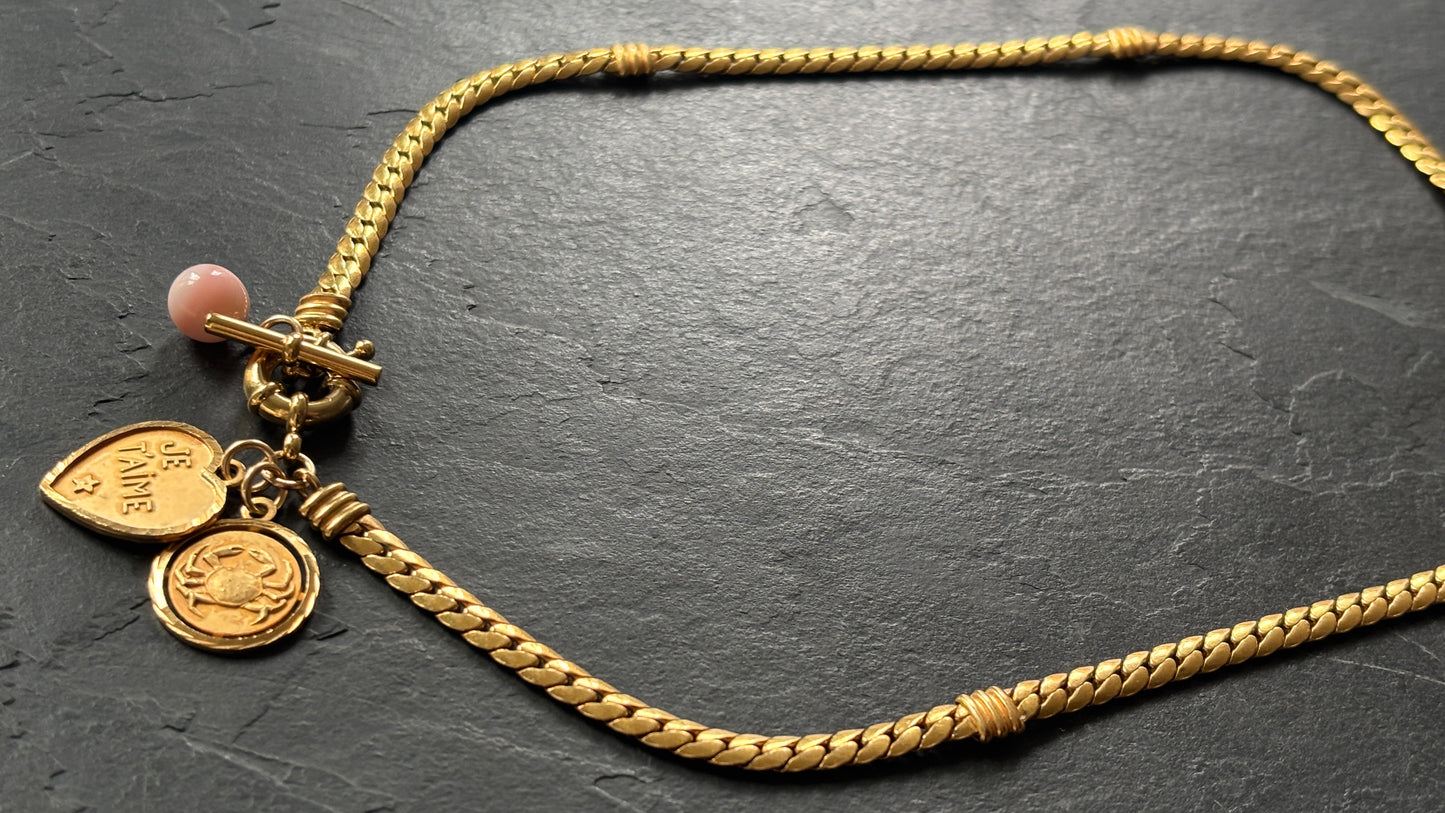 Collier plaqué or et cœur Je t’aime