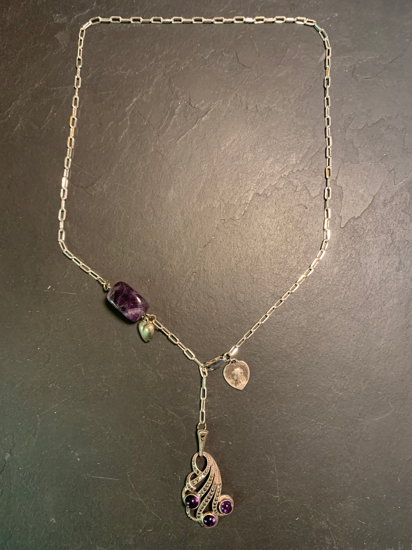 Collier améthystes et cœurs argent - blissparis