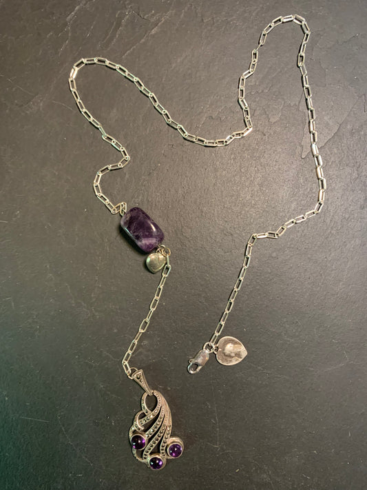 Collier améthystes et cœurs argent - blissparis