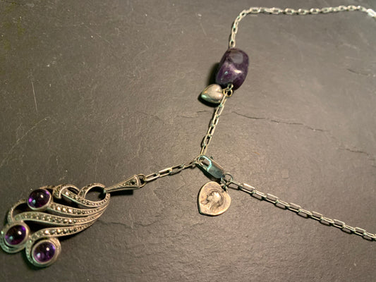 Collier améthystes et cœurs argent - blissparis