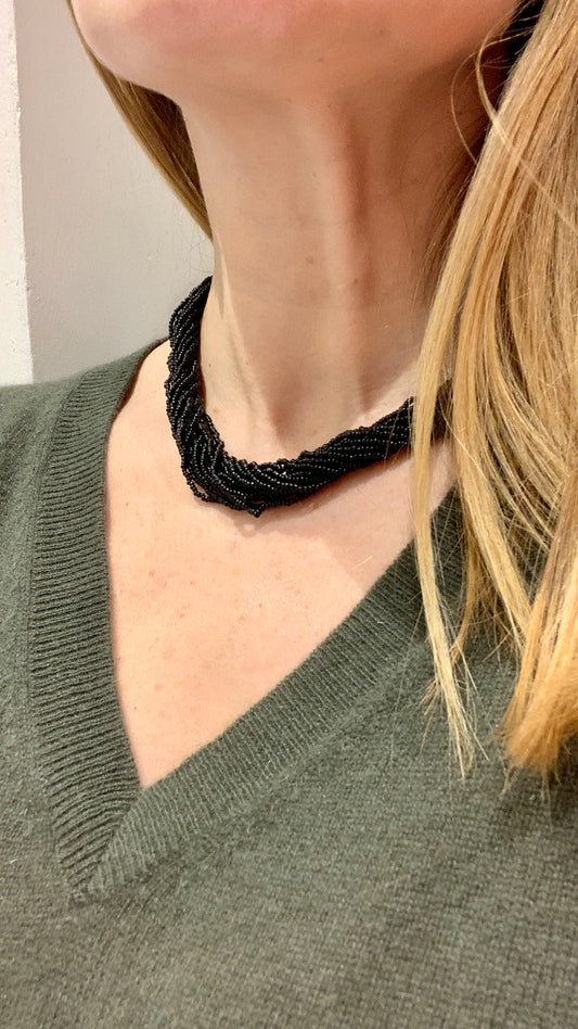 Collier torsadé noir - blissparis