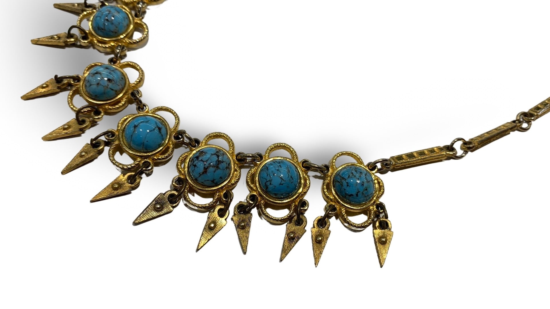 Collier plastron doré et turquoise - blissparis