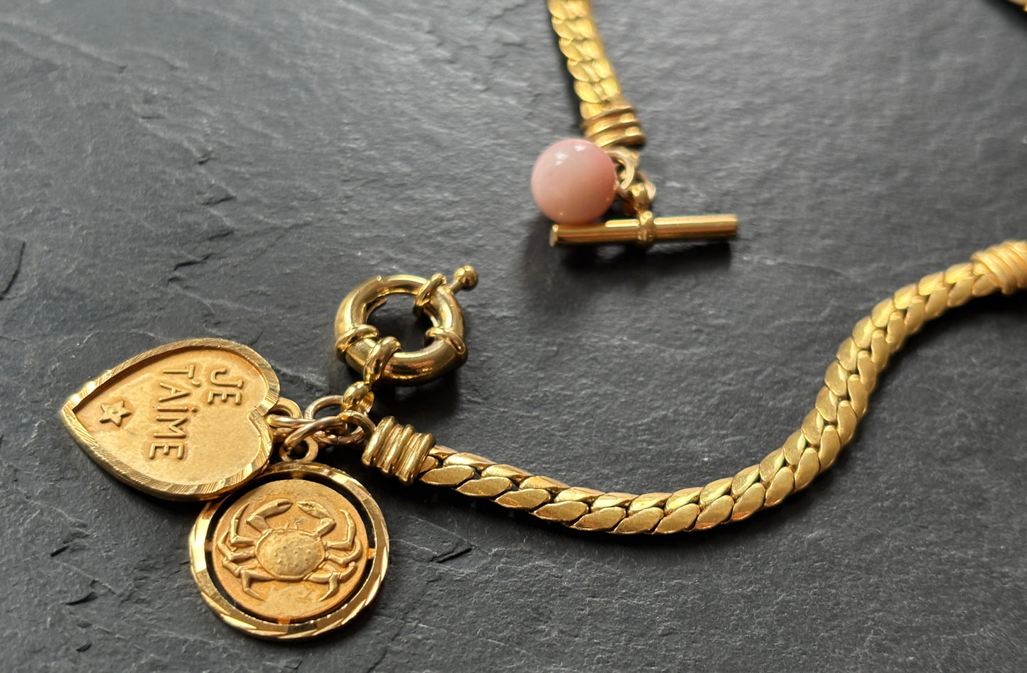 Collier plaqué or et cœur Je t’aime