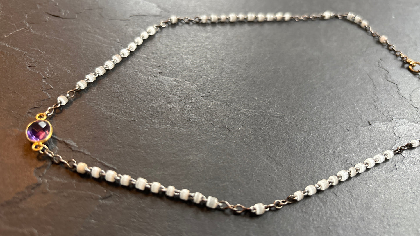 Collier chapelet pâte de verre et améthyste - blissparis