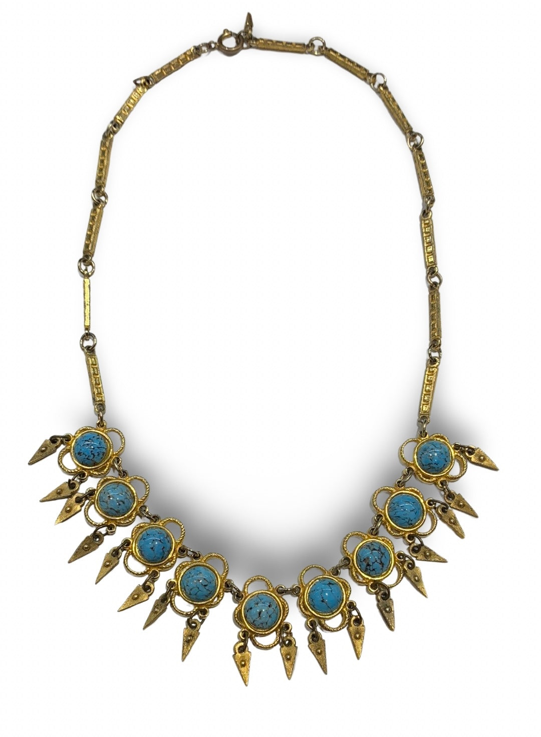 Collier plastron doré et turquoise - blissparis