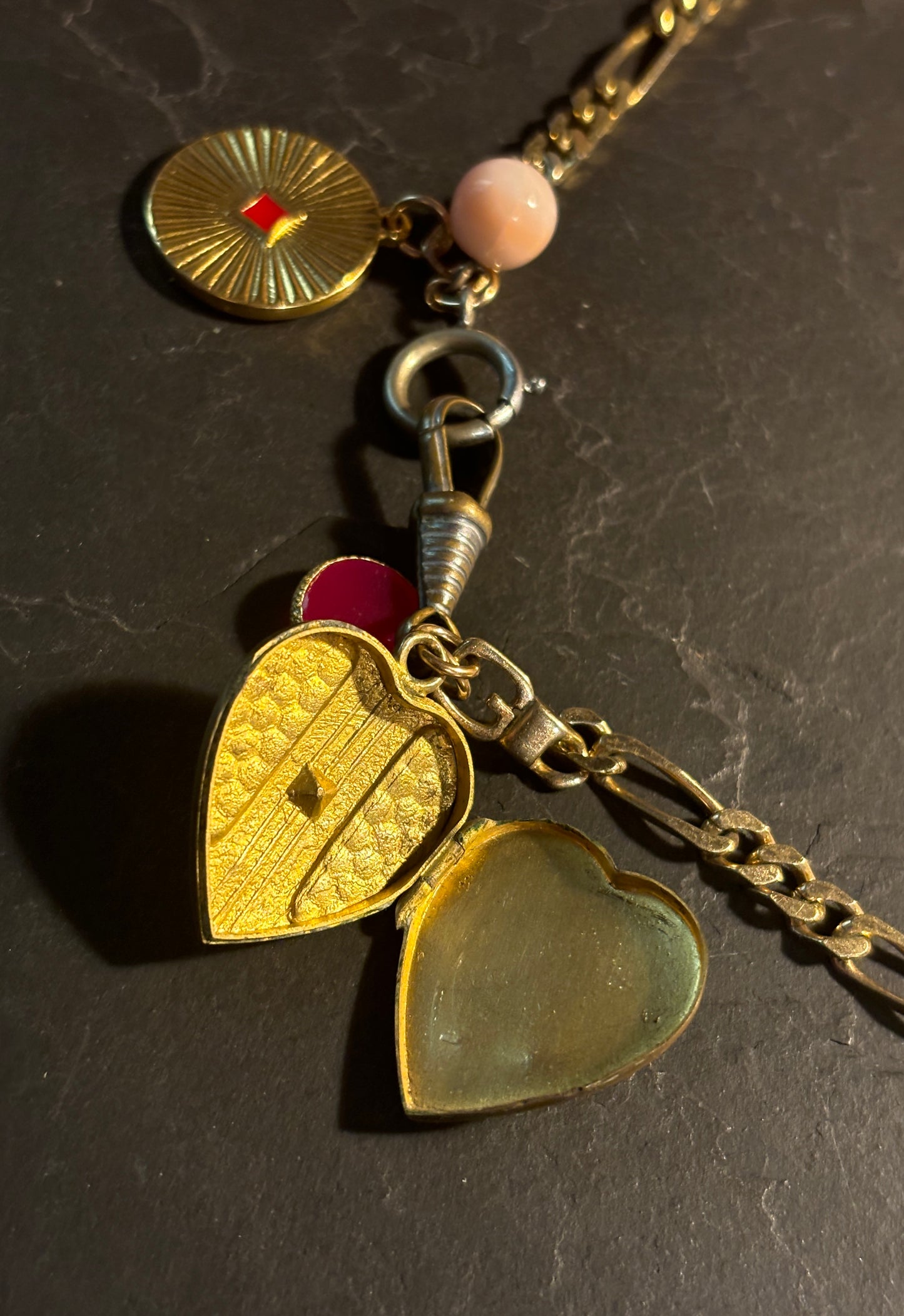 Collier gourmette, cœur à secret et agate rose - blissparis