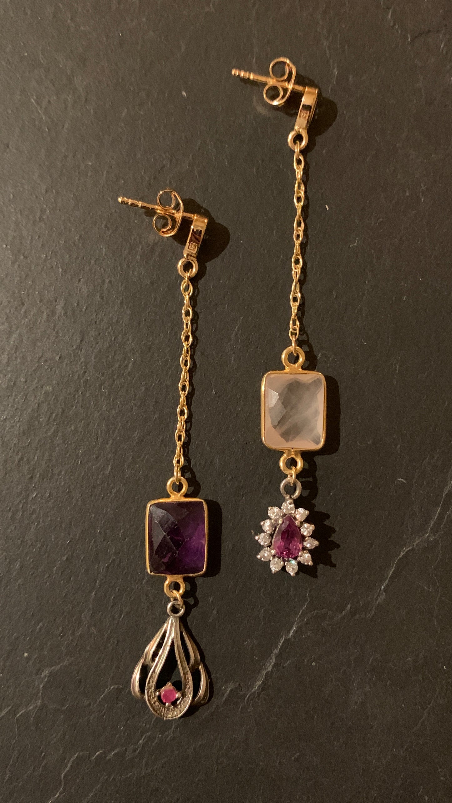 Pendants quartz, améthyste et pendentifs gouttes - blissparis