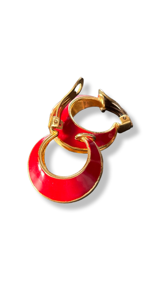 Clips vintage 80s laqué rouge