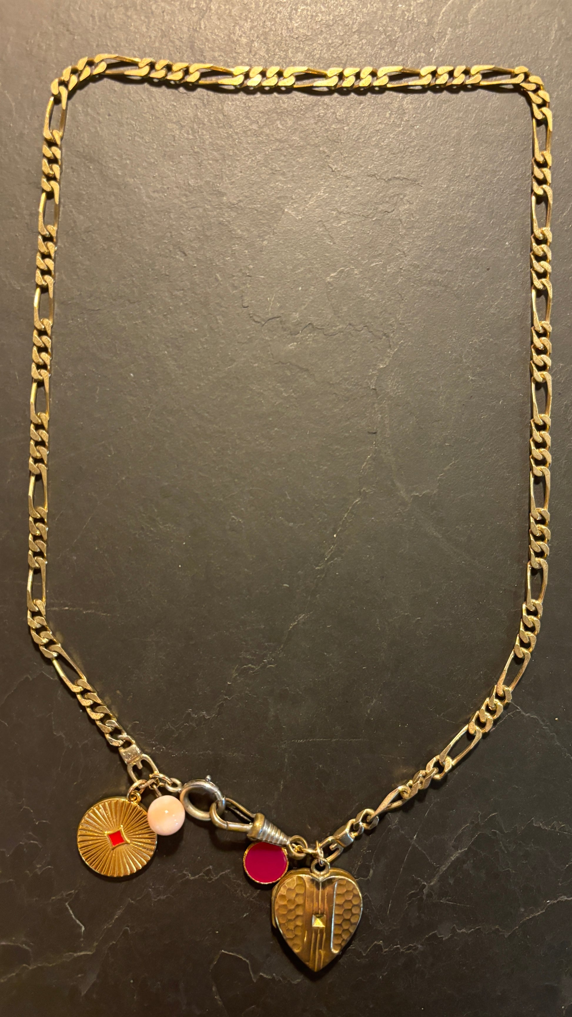 Collier gourmette, cœur à secret et agate rose - blissparis