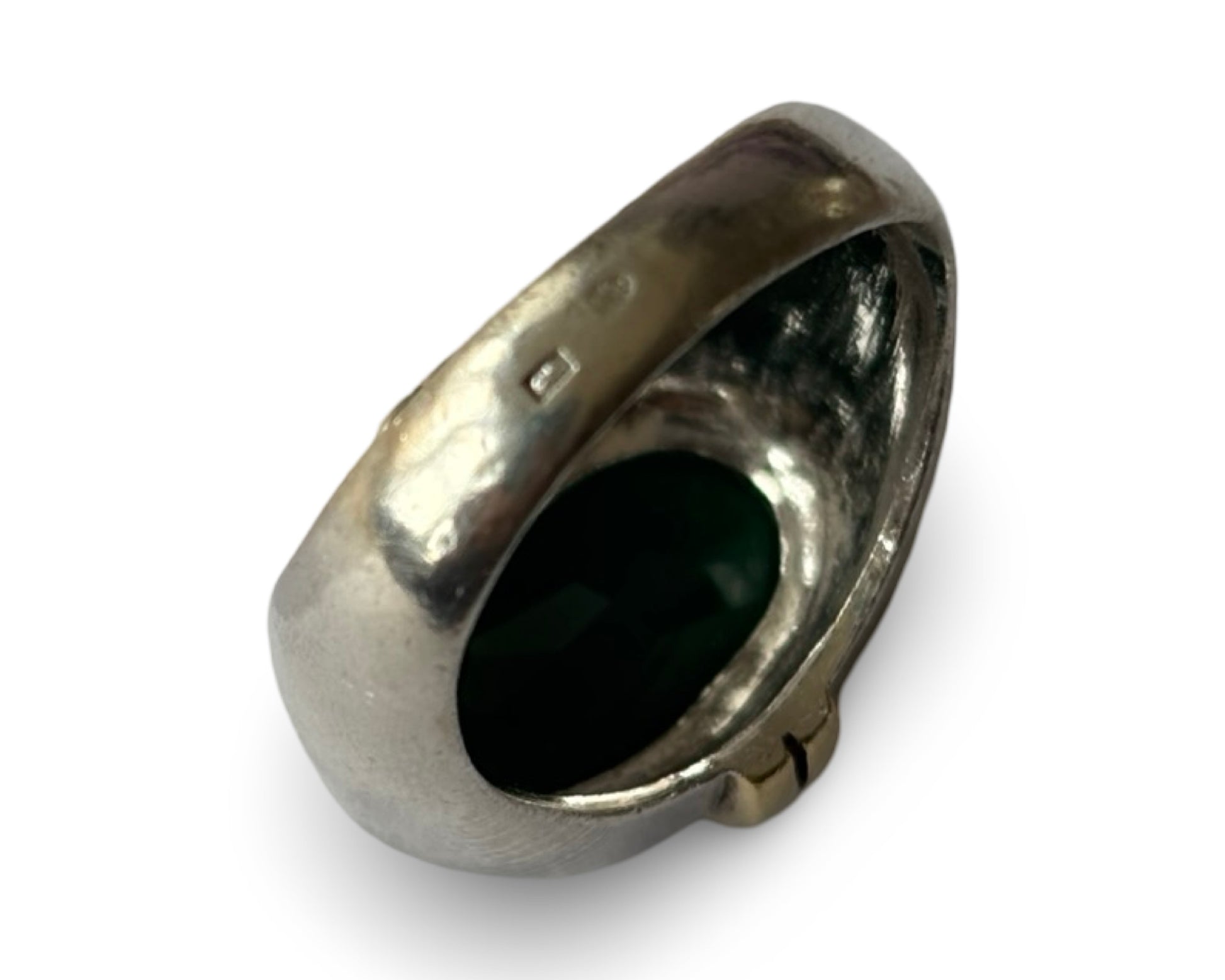 Bague argent et cabochon vert - blissparis
