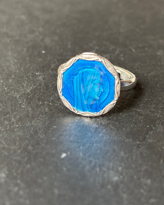 Bague upcyclee Vierge au Voile sur argent - blissparis