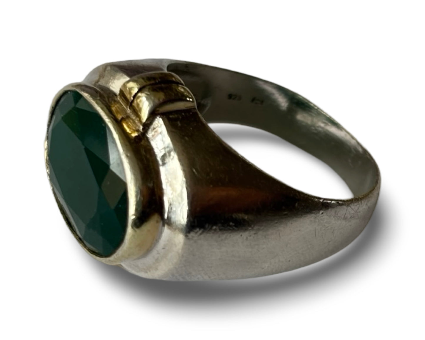 Bague argent et cabochon vert - blissparis