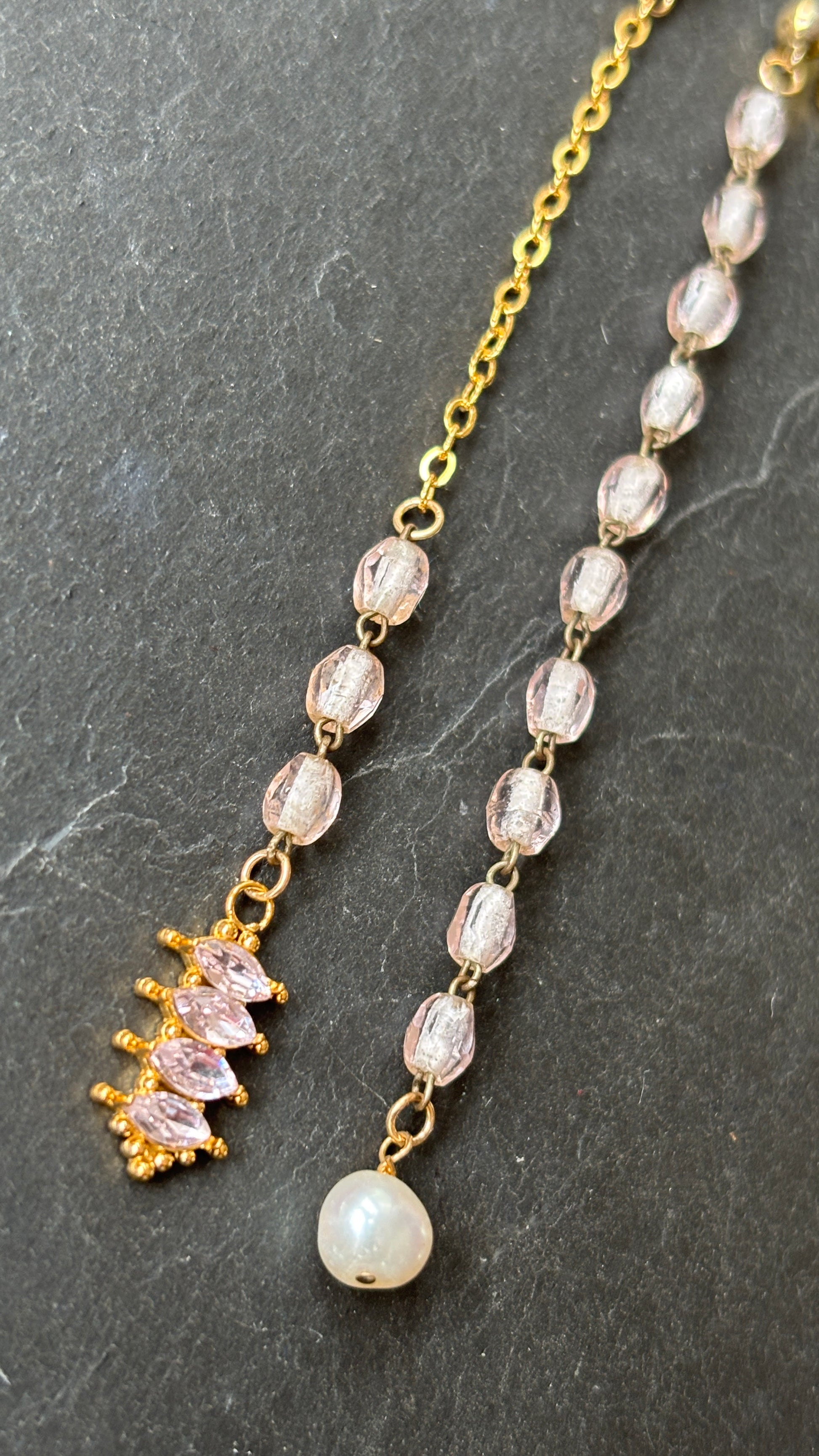 Pendants chapelet, chute de chaîne , strass et perle - blissparis