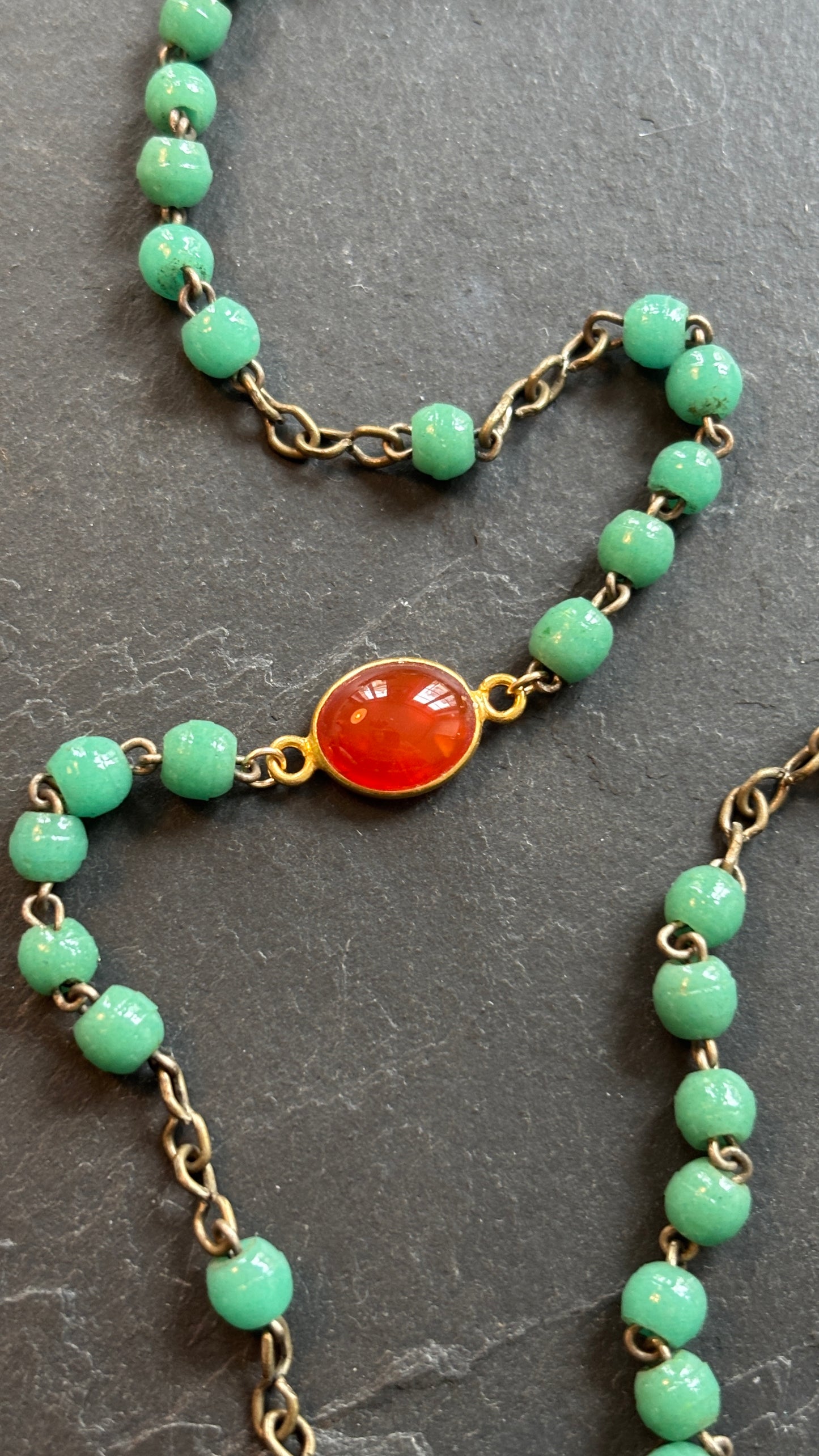 Collier chapelet résine turquoise et cornaline - blissparis