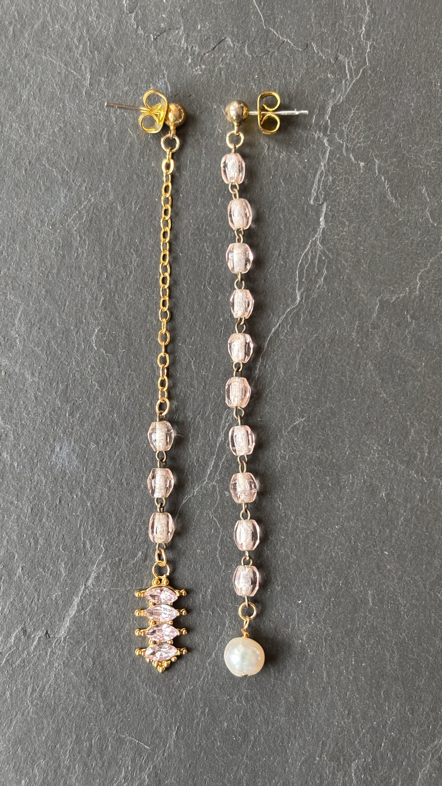 Pendants chapelet, chute de chaîne , strass et perle - blissparis