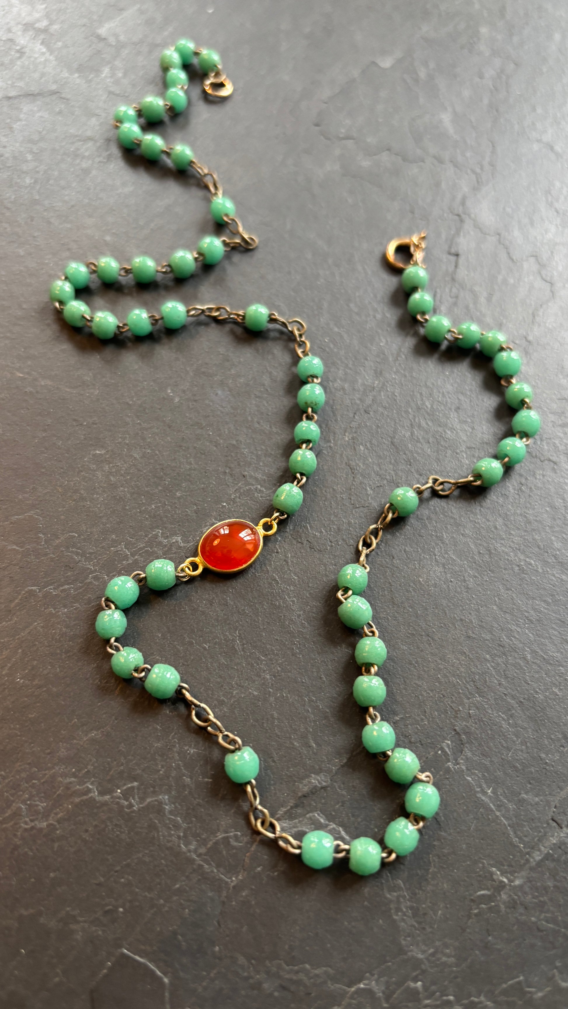 Collier chapelet résine turquoise et cornaline - blissparis